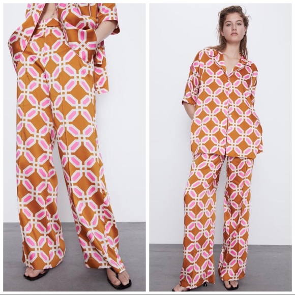 Zara Woman Printed Wide Leg Pant 2528/662 - Picture 2 of 8